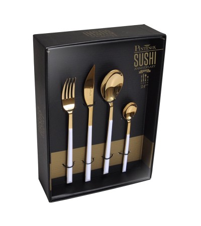 Posate da tavola Sushi Anniversary Gold&White (24 pezzi) » Vendita Online » Pinti Inox