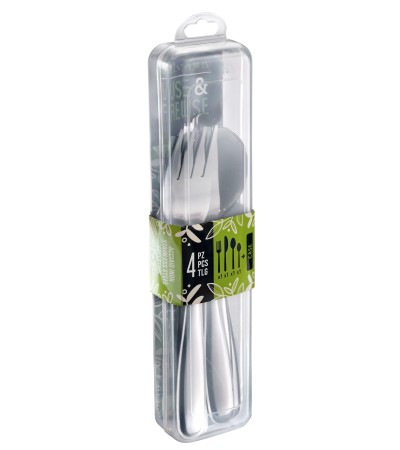 4 pc stainless steel travel cutlery set with polypropylene case