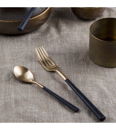 Hive gold cutlery set with black handle » Online Shop » Pinti Inox