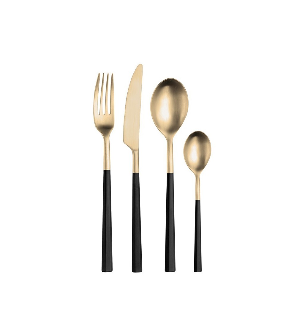 Hive gold cutlery set with black handle » Online Shop » Pinti Inox