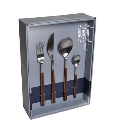 Sushi mahogany satin tableware (24 and 30 pieces)  » Online Shop » Pinti Inox