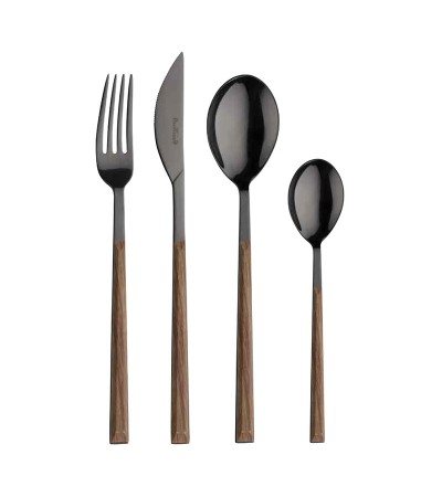 Sushi Anniversary Black&Teak cutlery with steel handle » Online Shop » Pinti Inox