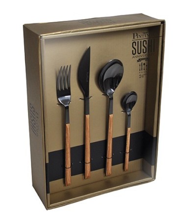 Sushi Anniversary Black&Wenge cutlery with steel handle » Online Shop » Pinti Inox