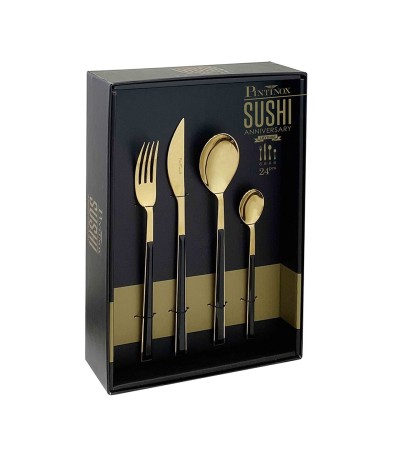 Sushi Anniversary Gold&Black cutlery with steel handle » Online Shop » Pinti Inox