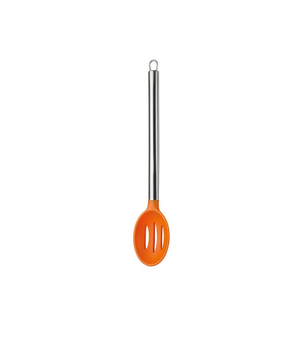 Perforated orange ladle steel and silicone » Online Shop » Pinti Inox