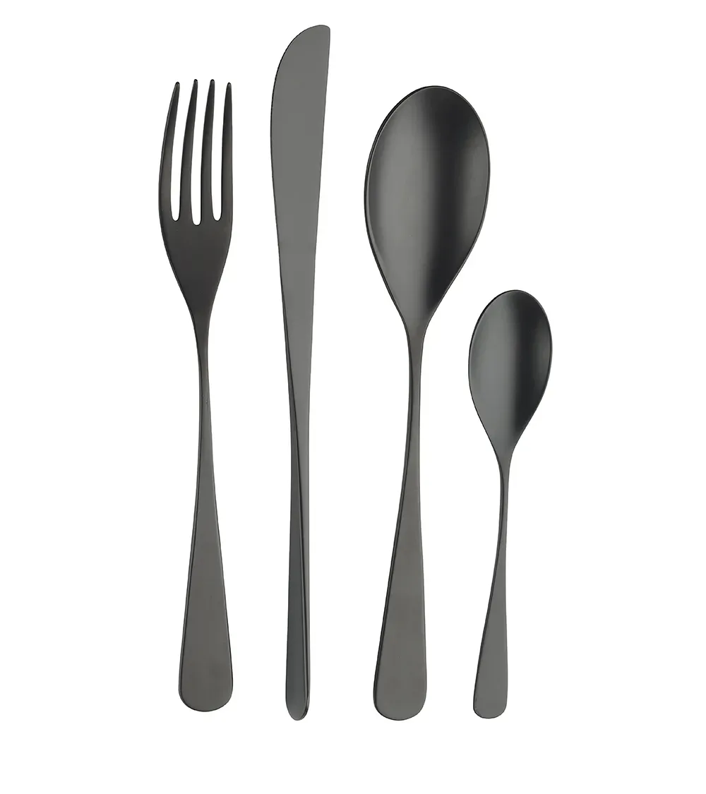 Black Satin Stainless Steel Audrey Tableware Set » Online Shop » Pinti