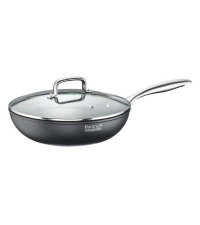 ST1 » 28 cm Wok with lid - Made of aluminum with internal non-stick coating » Online Shop » Pinti Inox